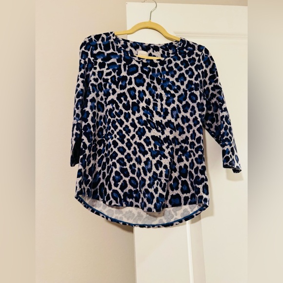 Chico's Black and Blue Animal Print Blouse - Picture 4 of 7